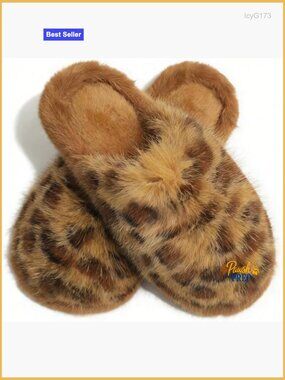 Faux Fur Slippers Non-Slip Plush House Shoes Memory Foam Indoor Outdoor